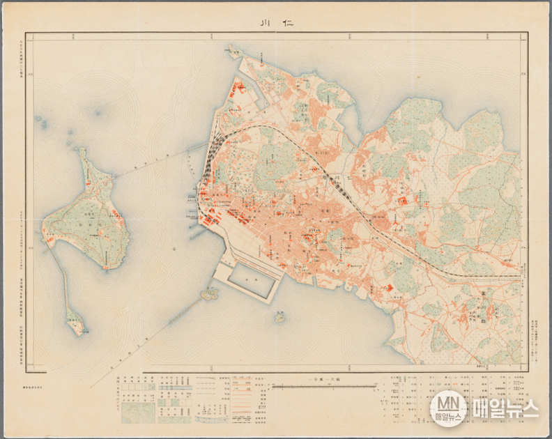 ‘인천(仁川)’제목이 달린 1918년 발행 지도 ⓒ 인천시