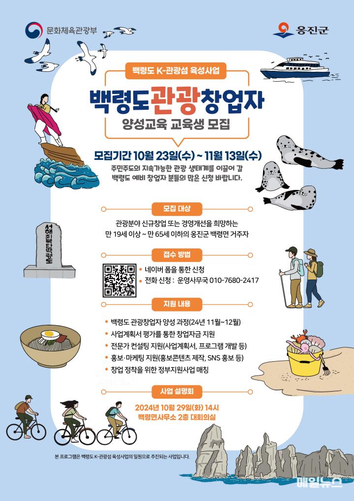 옹진군, 백령도 K-관광 섬 주민 참여형 관광 창업자 양성과정 운영 ⓒ 옹진군 2024.10.24. 보도자료(옹진군, 백령도 K-관광섬 주민참여형 관광 창업자 양성과정 운영)0.jpg