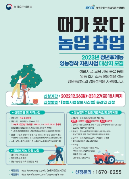 시흥시 미래 농업 이끌 2023년 청년후계농, 27일까지 모집