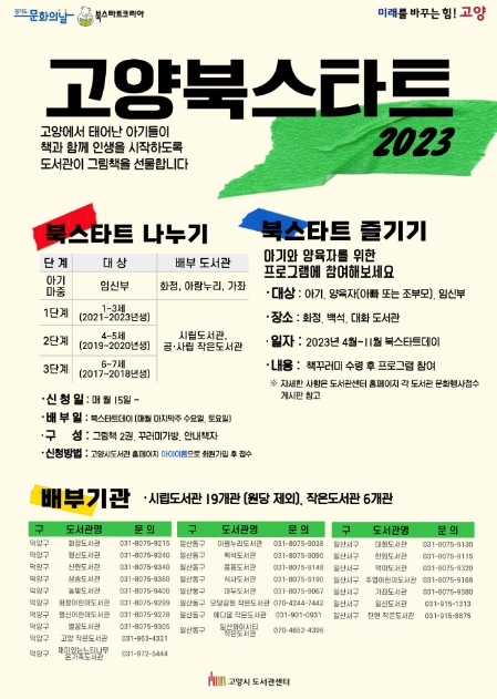 우리 아이 첫 책, 고양시가 지원한다…'2023 고양 북스타트' 시작
