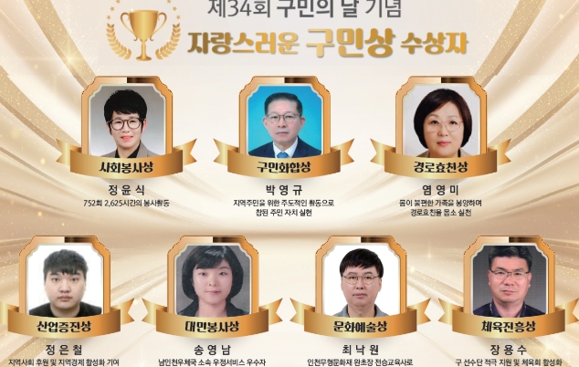 ‘제34회 미추홀구 구민의 날’ 구민상 수상자 선정