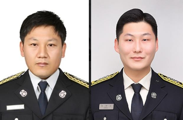 인천검단소방서 예방안전과 소방위 김진형(좌)과 소방교 장성신(우)