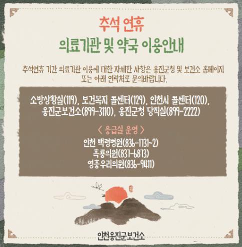 옹진군보건소,“추석 연휴 응급의료 공백 최소화”